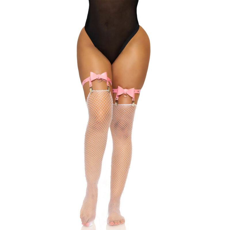 LEG AVENUE - VEGAN LEATHER TIGH HIGH GARTER ONE SIZE - PINK - PINK - 5