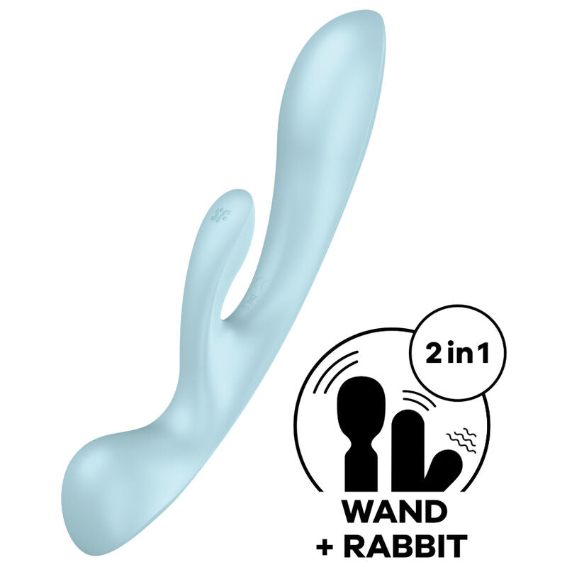 SATISFYER - TRIPLE OH HYBRID VIBRATION BLUE - PINK - 7