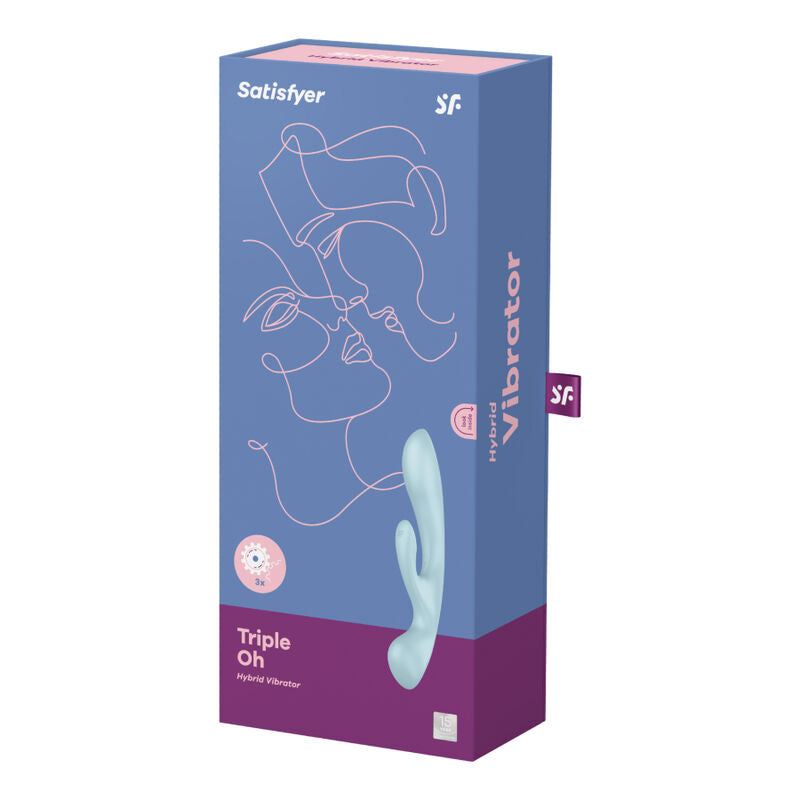 SATISFYER - TRIPLE OH HYBRID VIBRATION BLUE - PINK - 5