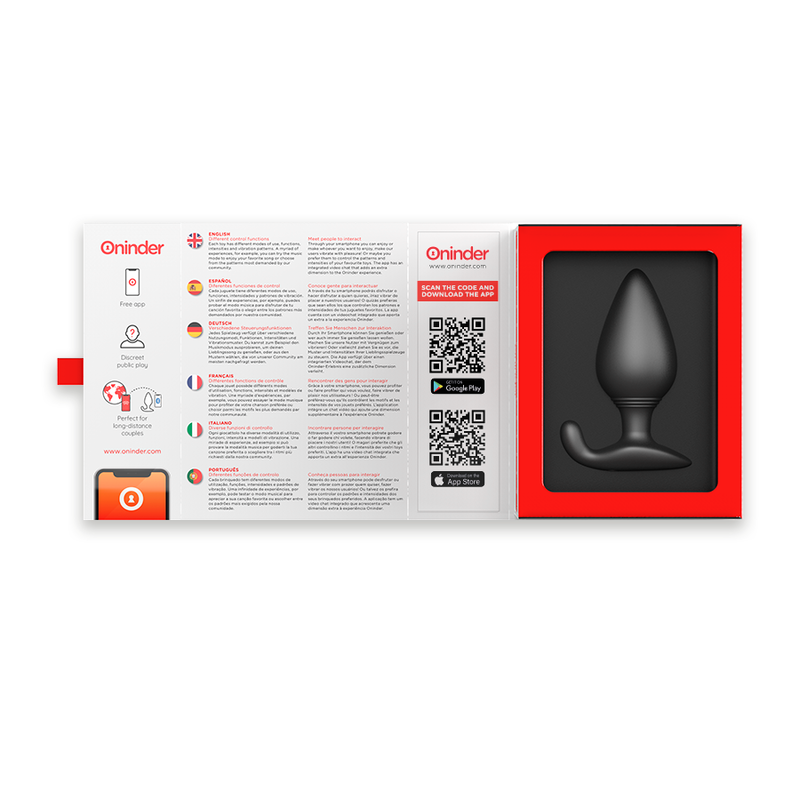 ONINDER - BLACK RIO VIBRATING BUTT PLUG - FREE APP