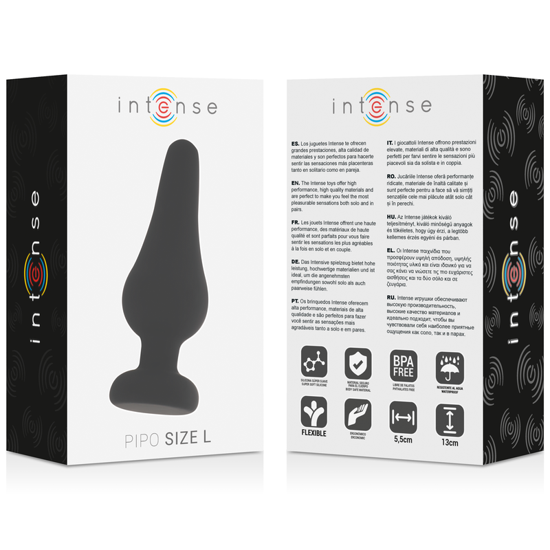INTENSE - ANAL PLUG PIPO L BLACK SILICONE 13 CM - 4