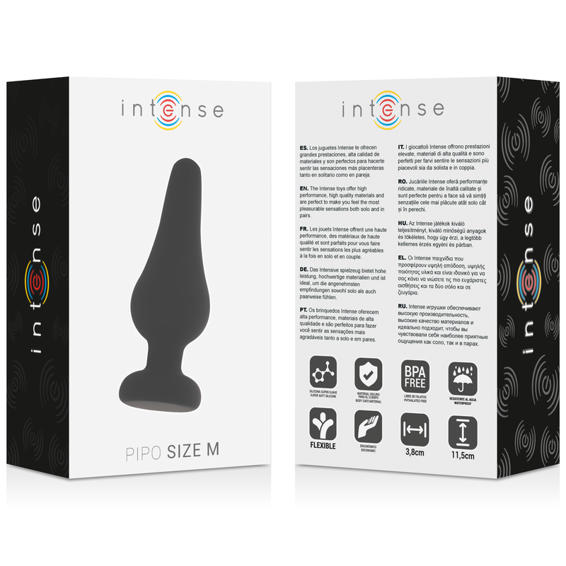 INTENSE - PIPO M BLACK SILICONE ANAL PLUG 11 CM
