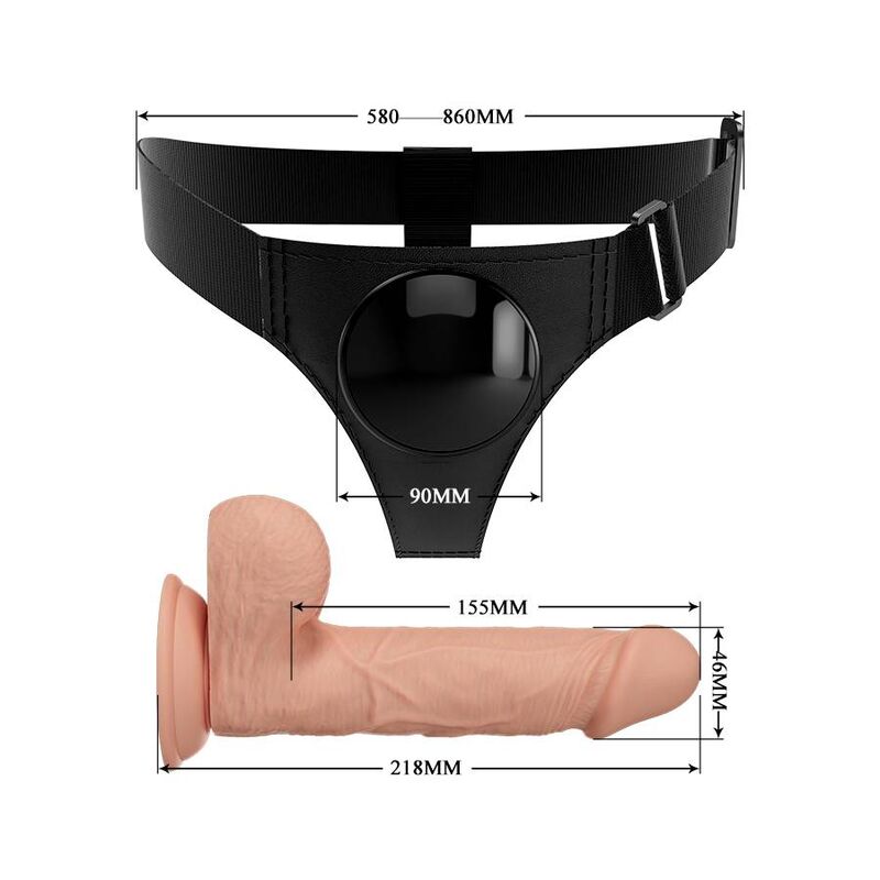 PRETTY LOVE - HARNESS BRIEFS UNIVERSAL HARNESS WITH DILDO JERRY 21.8 CM NATURAL - 5