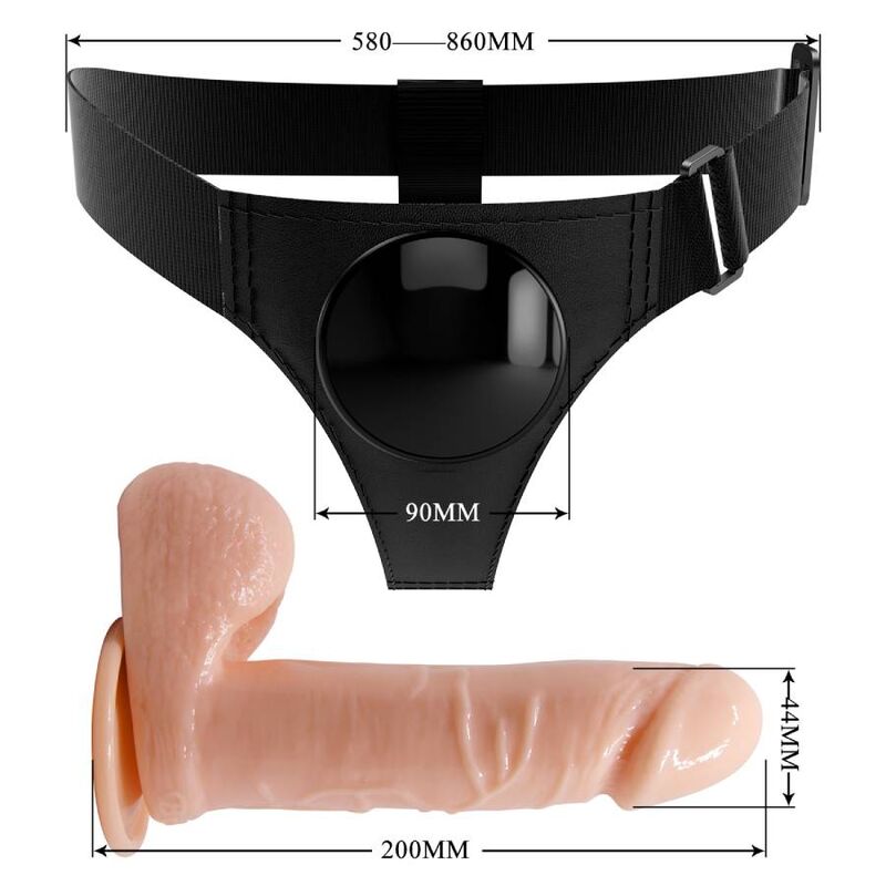 PRETTY LOVE - HARNESS BRIEFS UNIVERSAL HARNESS WITH DILDO TOM 20 CM NATURAL - 6