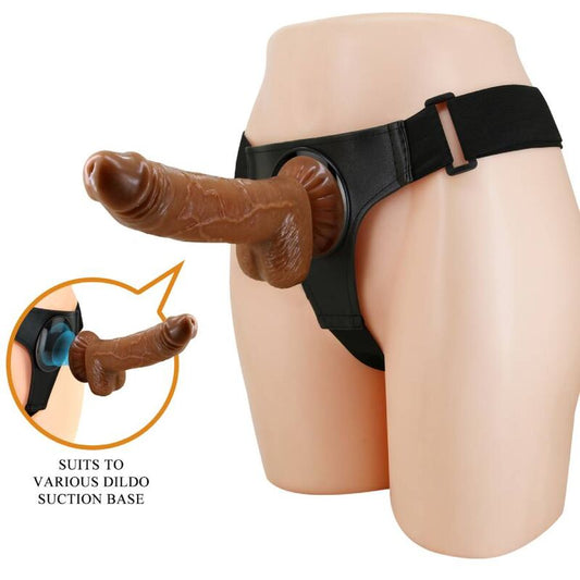 PRETTY LOVE - HARNESS BRIEFS UNIVERSAL HARNESS WITH DILDO MICHEAL 20 CM BLACK - 1