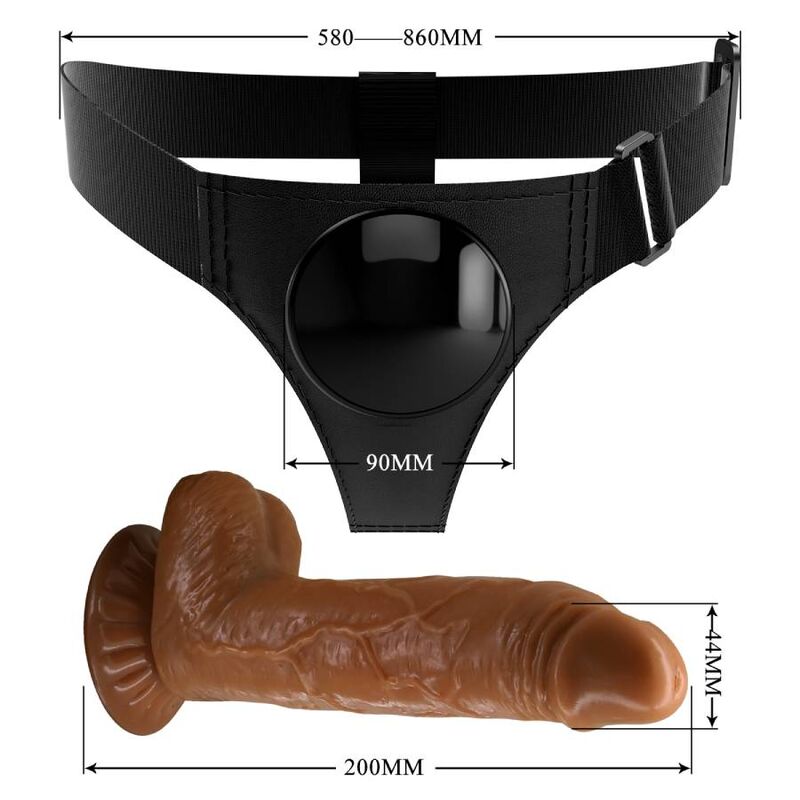 PRETTY LOVE - HARNESS BRIEFS UNIVERSAL HARNESS WITH DILDO MICHEAL 20 CM BLACK - 6