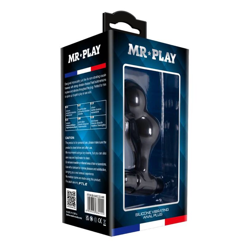MR PLAY - BLACK SILICONE VIBRATOR ANAL PLUG - 5