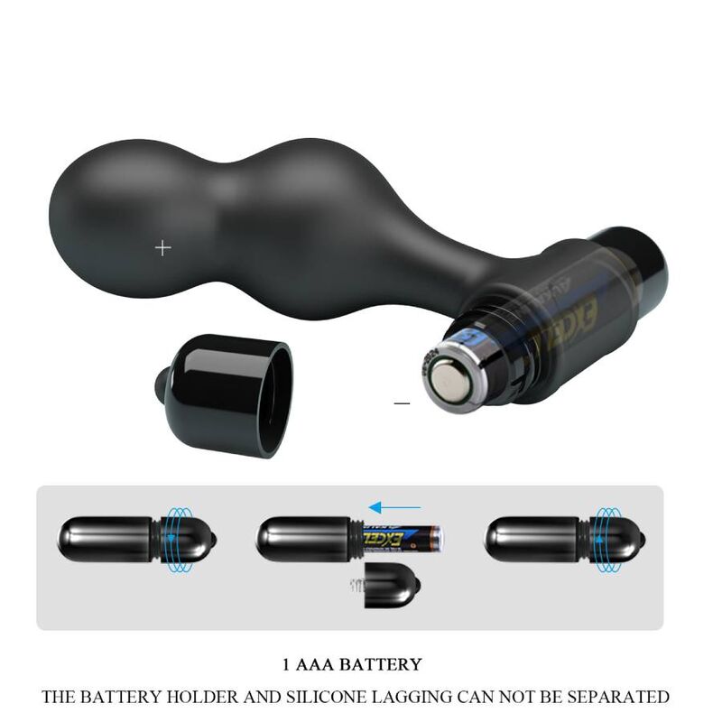 MR PLAY - BLACK SILICONE VIBRATOR ANAL PLUG - 6