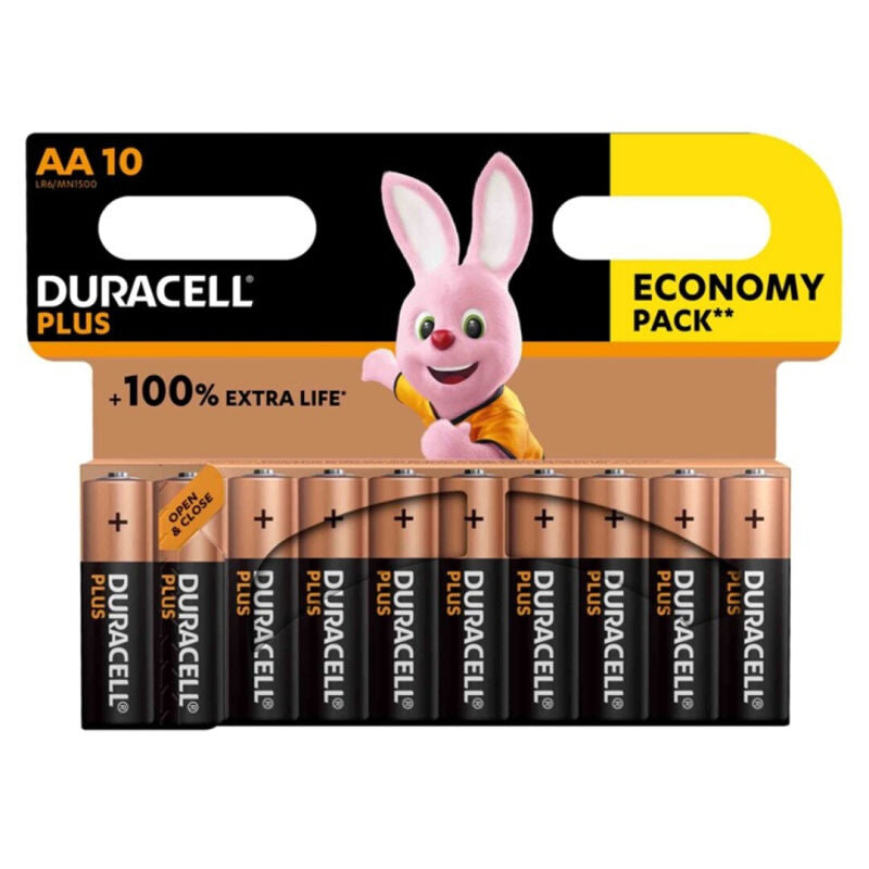 DURACELL - PLUS POWER 100 ALKALINE BATTERY AA LR6 10 UNIT - 1