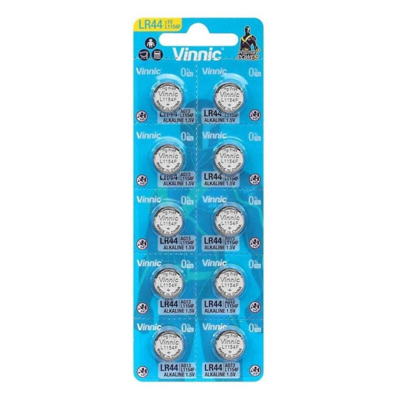 VINNIC - ALKALINE BUTTON BATTERY AG13 L1154F LR44 BLISTER*10 - 1