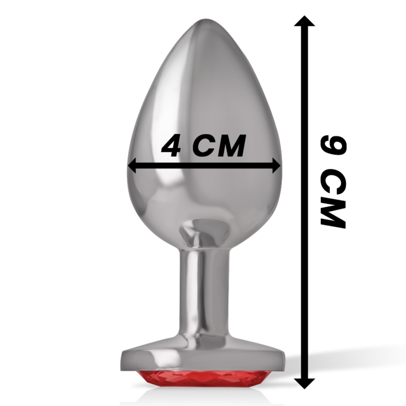 INTENSE - ALUMINUM METAL ANAL PLUG WITH RED CRYSTAL SIZE L - 2