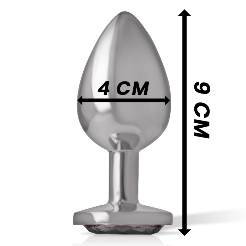INTENSE - ALUMINUM METAL ANAL PLUG WITH BLACK GLASS SIZE L - 6