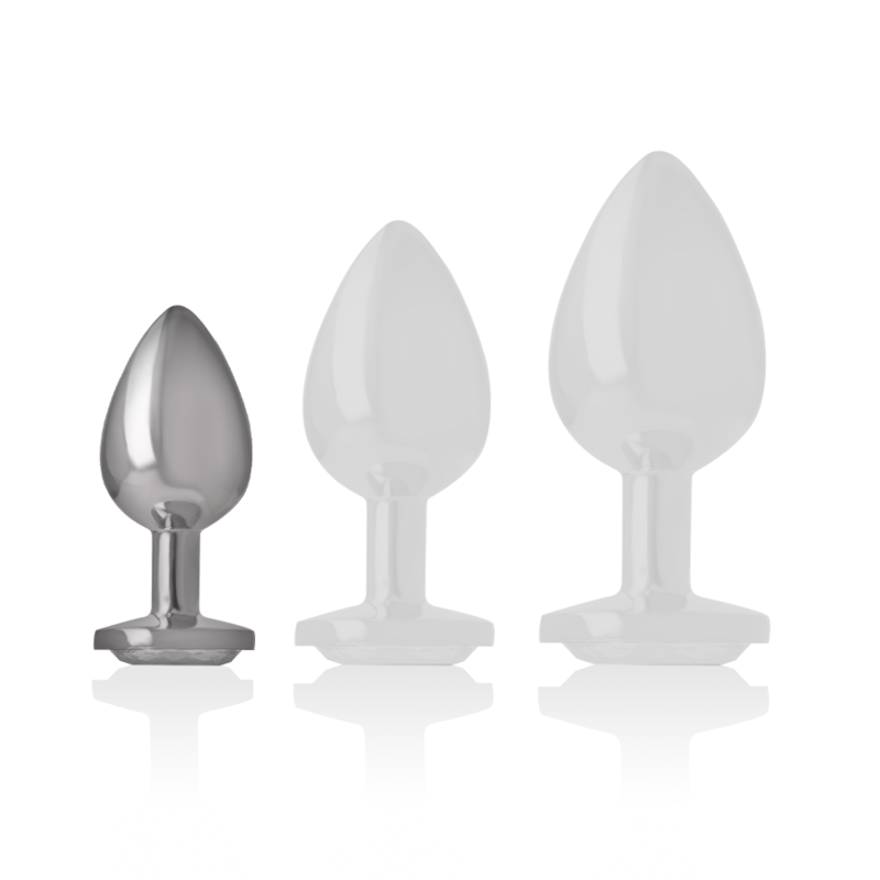 INTENSE - ALUMINUM METAL ANAL PLUG WITH SILVER CRYSTAL SIZE S - 1