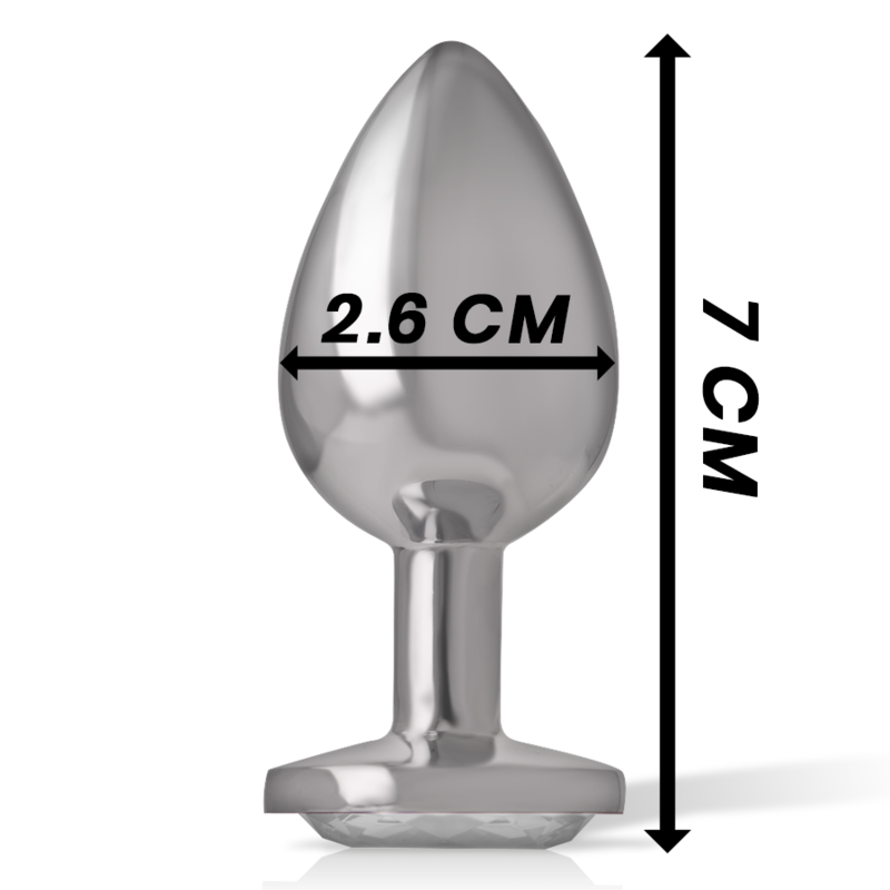 INTENSE - ALUMINUM METAL ANAL PLUG WITH SILVER CRYSTAL SIZE S - 3