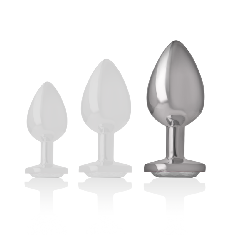 INTENSE - ALUMINUM METAL ANAL PLUG WITH SILVER CRYSTAL SIZE L - 5
