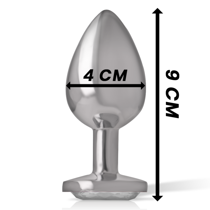 INTENSE - ALUMINUM METAL ANAL PLUG WITH SILVER CRYSTAL SIZE L - 3