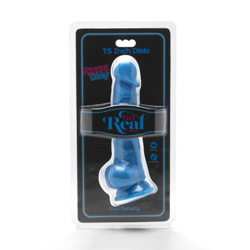 GET REAL - HAPPY DICKS 19 CM WITH BALLS BLUE - 2