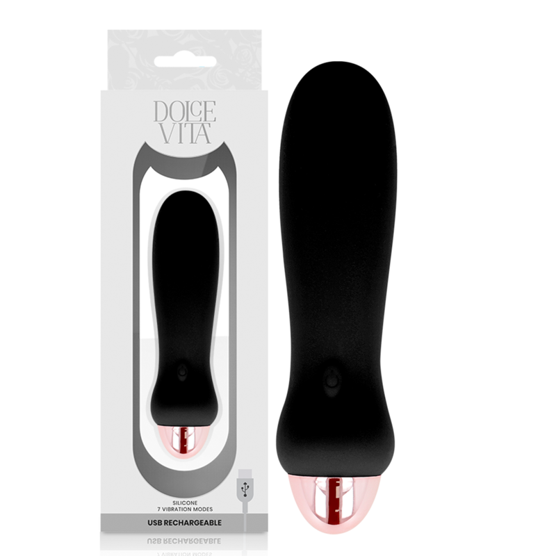DOLCE VITA - FIVE BLACK 7 SPEED RECHARGEABLE VIBRATOR