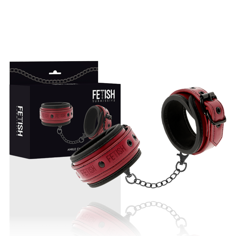 FETISH SUBMISSIVE DARK ROOM - VEGAN LEATHER ANKLE HANDCUFFS WITH NEOPRENE LINING - 8