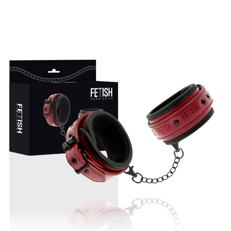 FETISH SUBMISSIVE DARK ROOM - VEGAN LEATHER HANDCUFFS WITH NEOPRENE LINING - 2
