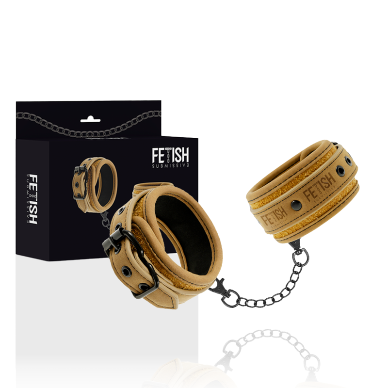 FETISH SUBMISSIVE ORIGEN - VEGAN LEATHER HANDCUFFS WITH NEOPRENE LINING - 6