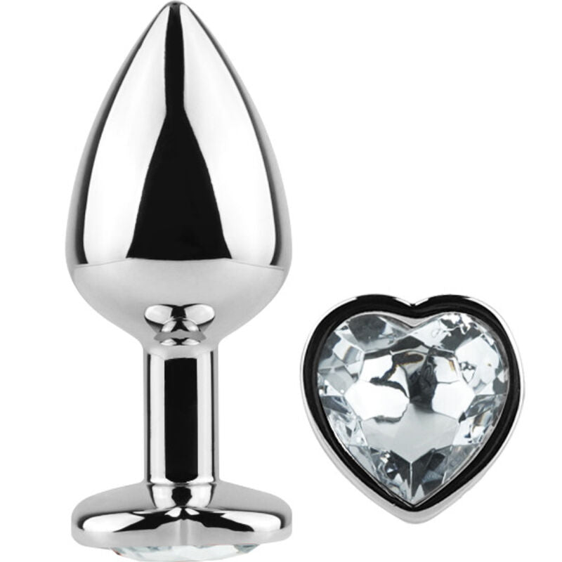 SECRETPLAY - METAL BUTT PLUG CLEAR CRYSTAL HEART SMALL SIZE 7 CM - 4