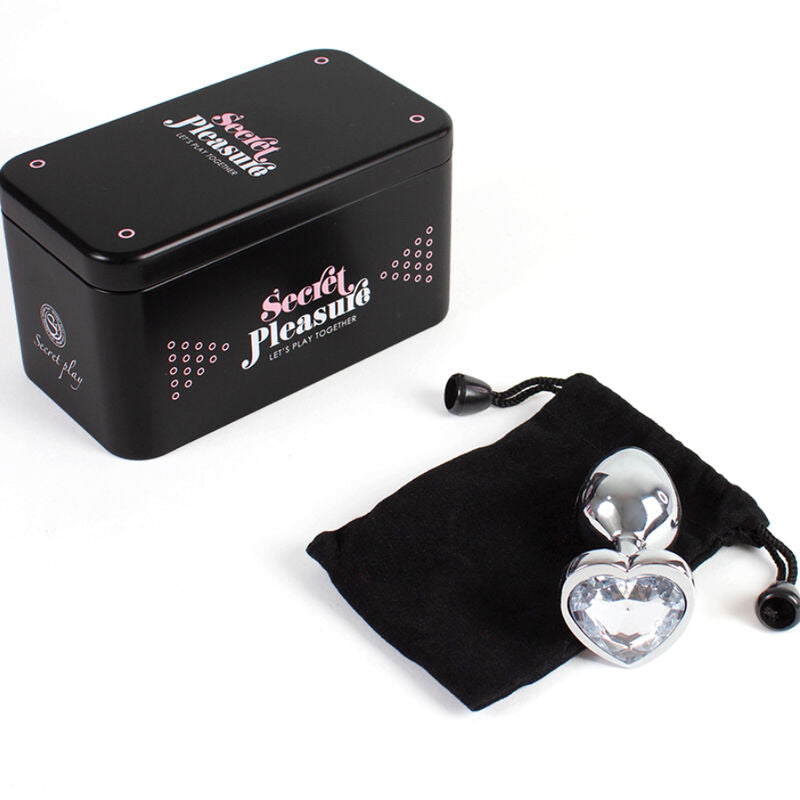 SECRETPLAY - METAL BUTT PLUG CLEAR CRYSTAL HEART SMALL SIZE 7 CM - 3