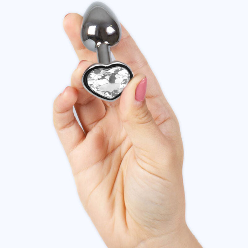SECRETPLAY - METAL BUTT PLUG CLEAR CRYSTAL HEART SMALL SIZE 7 CM - 2