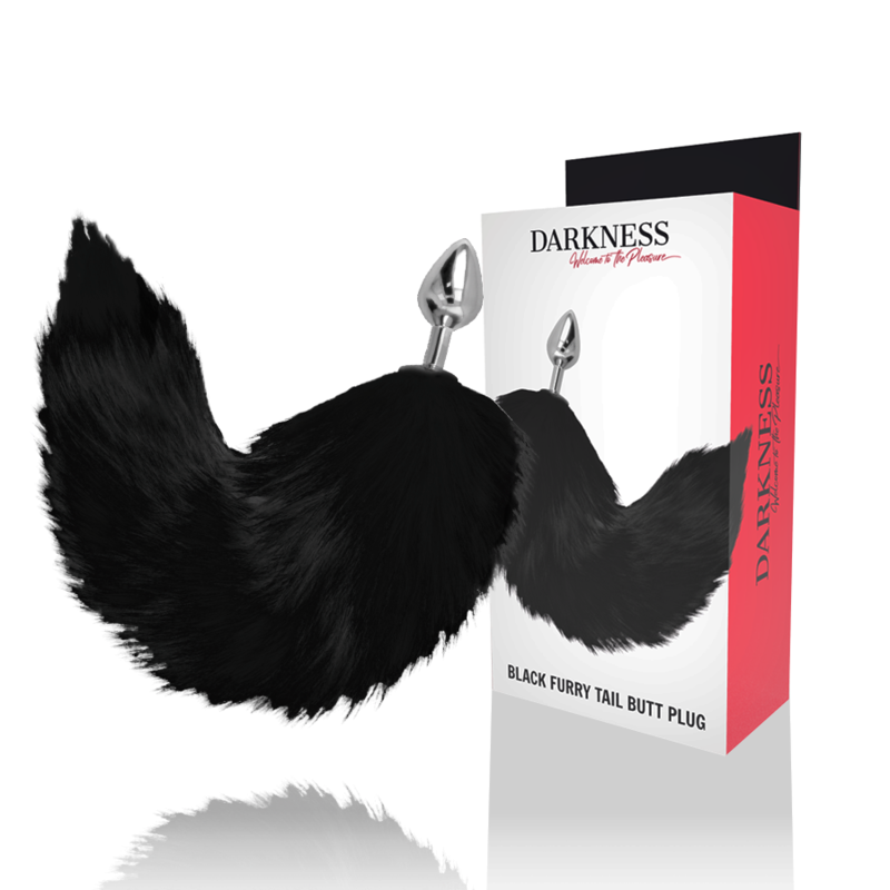 DARKNESS - SILVER ANAL PLUG 8 CM WITH BLACK TAIL - 5
