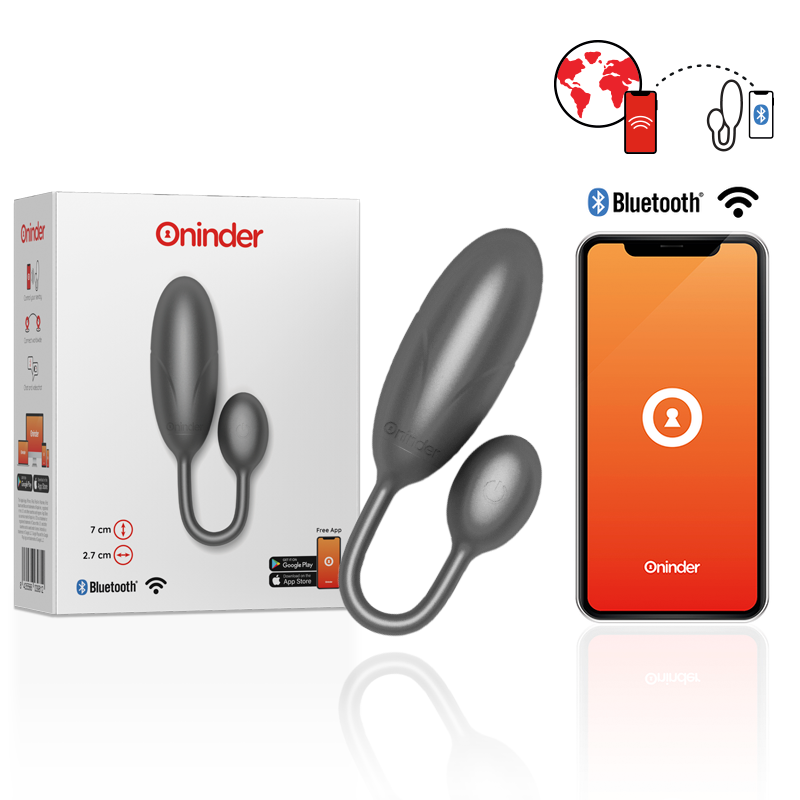 ONINDER - DENVER VIBRATING EGG BLACK 7 X 2.7 CM FREE APP - BLACK - 16