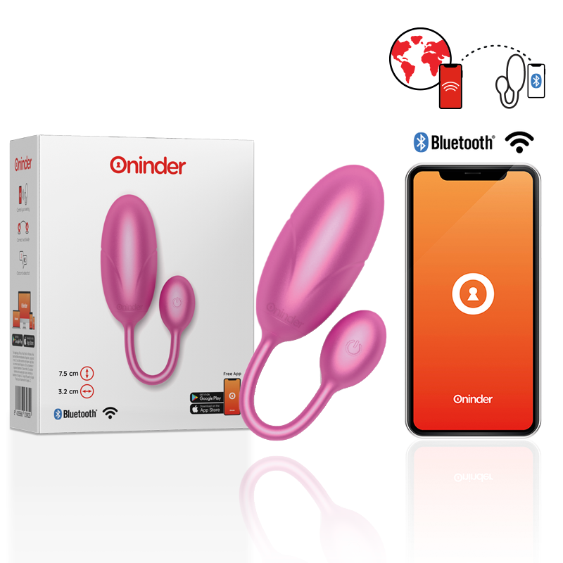 ONINDER - TOKYO VIBRATING EGG BLACK 7.5 X 3.2 CM FREE APP - PINK - 8