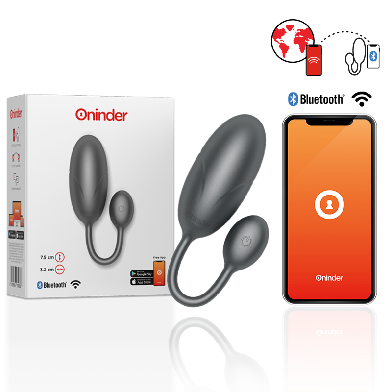 ONINDER - TOKYO VIBRATING EGG BLACK 7.5 X 3.2 CM FREE APP - BLACK - 16