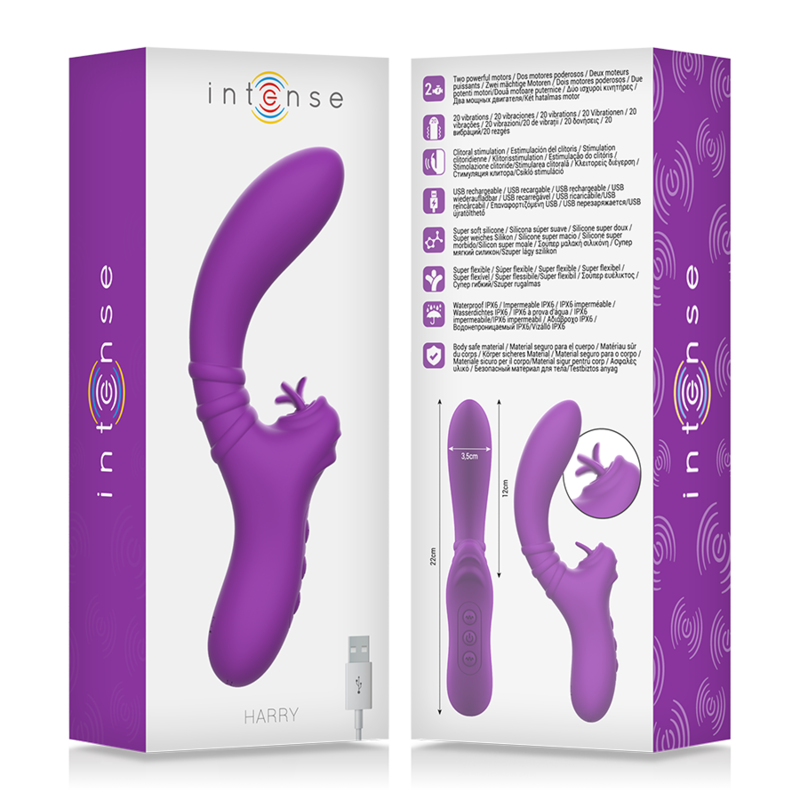 INTENSE - HARRY FLEXIBLE VIBRATOR WITH PURPLE TONGUE - 4