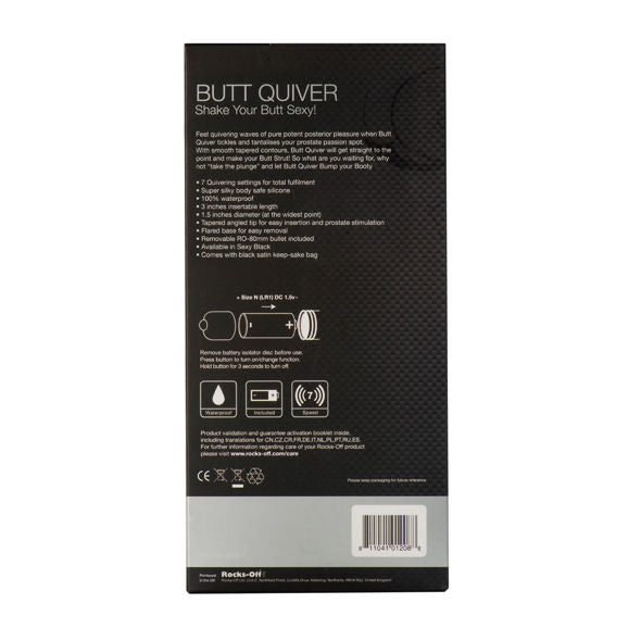 ROCKS-OFF - STIMOLATORE BUTT QUIVER P-POINT 7 VELOCIT NERO - Secretroomsexyshop