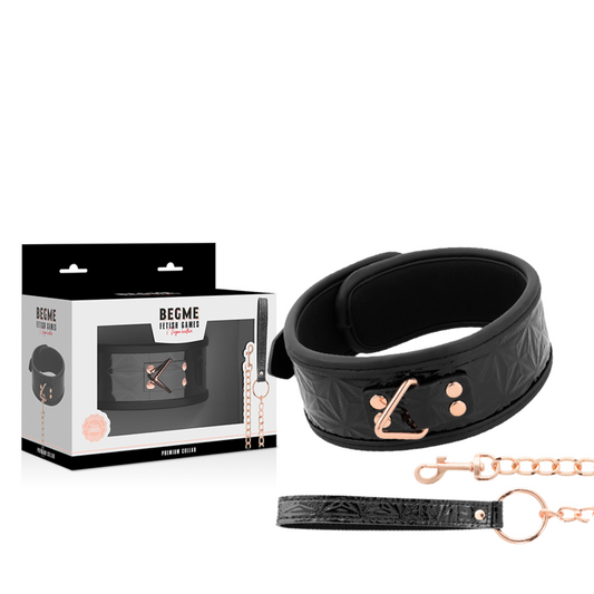 BEGME - COLLIER EN CUIR VEGAN PREMIUM BLACK EDITION AVEC DOUBLURE EN NÉOPRÈNE