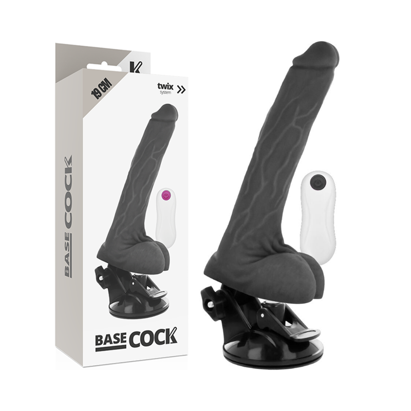 BASECOCK - REALISTIC VIBRATOR REMOTE CONTROL BLACK 19 CM -O- 4 CM - BLACK - 10