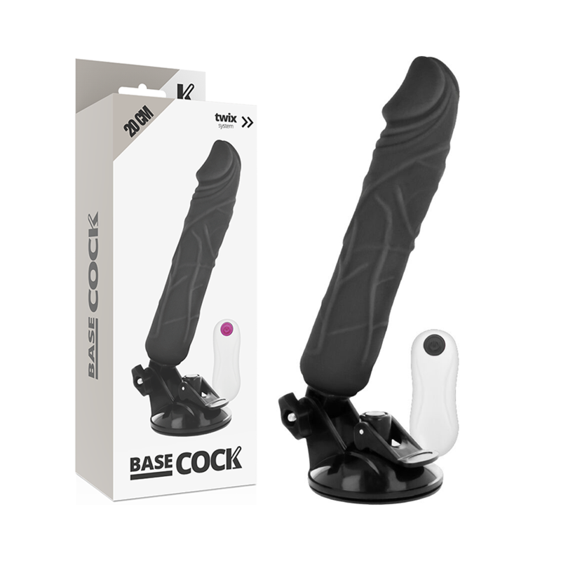 BASECOCK - REALISTIC VIBRATOR REMOTE CONTROL BLACK 20 CM -O- 4 CM - BLACK - 6