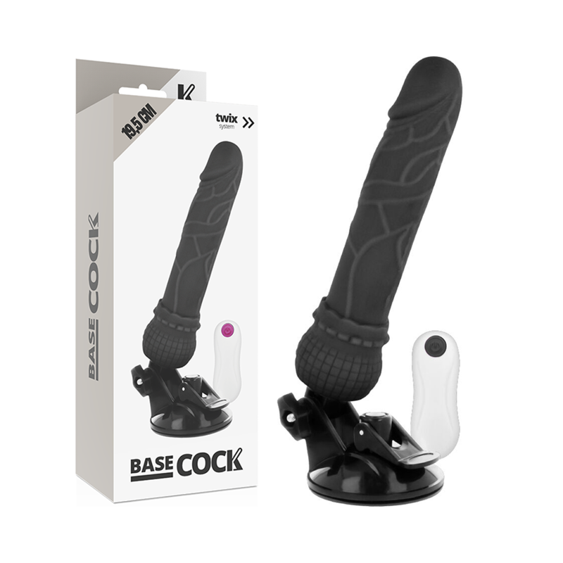BASECOCK - REALISTIC VIBRATOR REMOTE CONTROL BLACK 19.5 CM -O- 4 CM - BLACK - 6