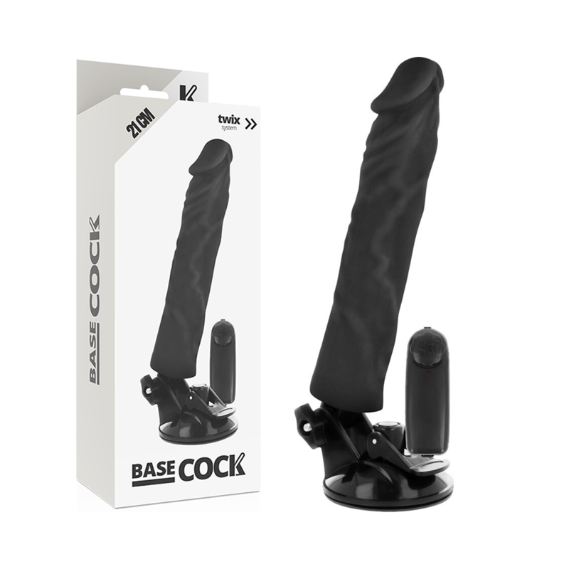 BASECOCK - REALISTIC VIBRATOR REMOTE CONTROL BLACK 21 CM -O- 4 CM - BLACK - 10