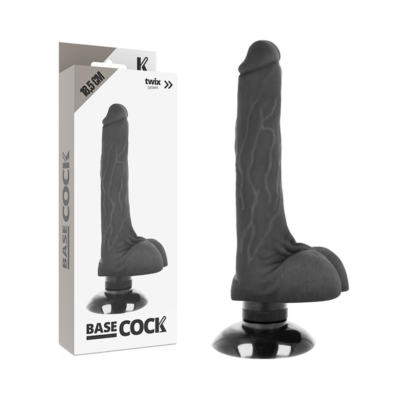 BASECOCK - REALISTIC VIBRATOR 2-1 BLACK 18.5 CM -O- 4 CM - BLACK - 7