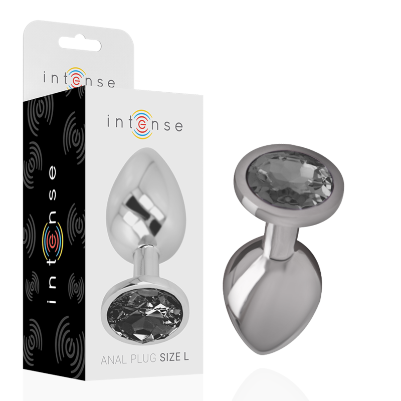 INTENSE - ALUMINUM METAL ANAL PLUG WITH BLACK GLASS SIZE L - 4
