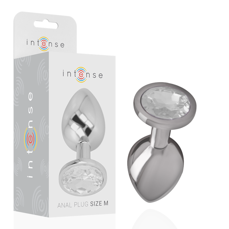INTENSE - ALUMINUM METAL ANAL PLUG WITH SILVER CRYSTAL SIZE M - 6