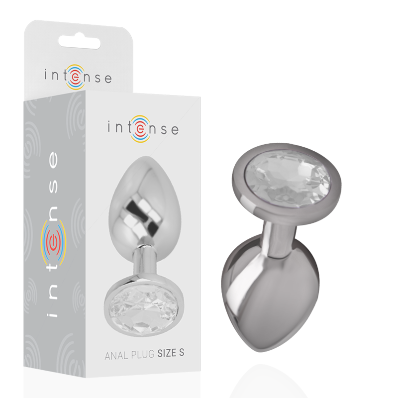 INTENSE - ALUMINUM METAL ANAL PLUG WITH SILVER CRYSTAL SIZE S - 6