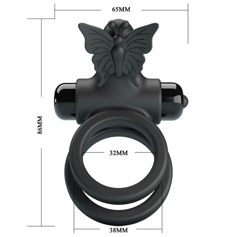PRETTY LOVE - DOUBLE VIBRATING RING WITH BLACK STIMULATOR - 2