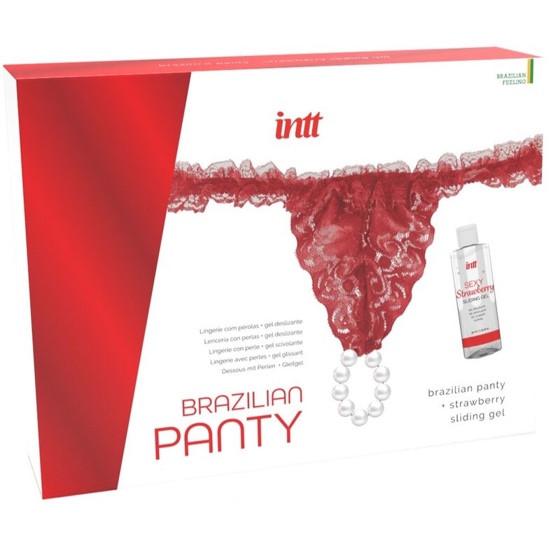 INTT RELEASES - BRAZILIAN RED PANTY WITH PEARLS AND LUBRICATING GEL 50 ML - 1