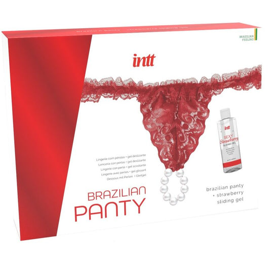 INTT RELEASES - BRAZILIAN RED PANTY WITH PEARLS AND LUBRICATING GEL 50 ML - 1