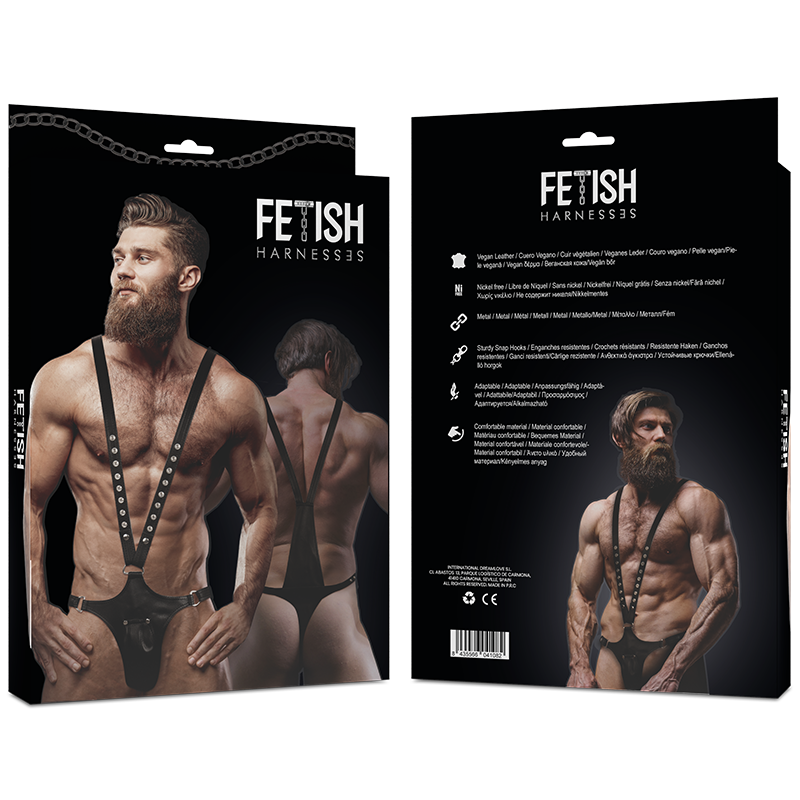 FETISH SUBMISSIVE ATTITUDE - MENS V-SHAPED ECO-LEATHER HARNESS - 4