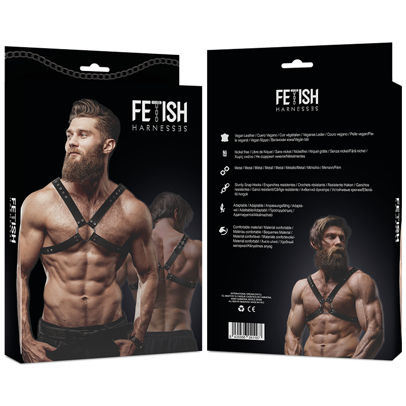FETISH SUBMISSIVE ATTITUDE - MENS CROSS CHEST ECO-LEATHER HARNESS - 2
