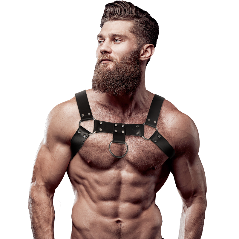 FETISH SUBMISSIVE ATTITUDE - MENS ECO-LEATHER CHEST HARNESS - 1