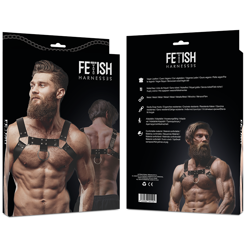 FETISH SUBMISSIVE ATTITUDE - MENS ECO-LEATHER CHEST HARNESS - 2